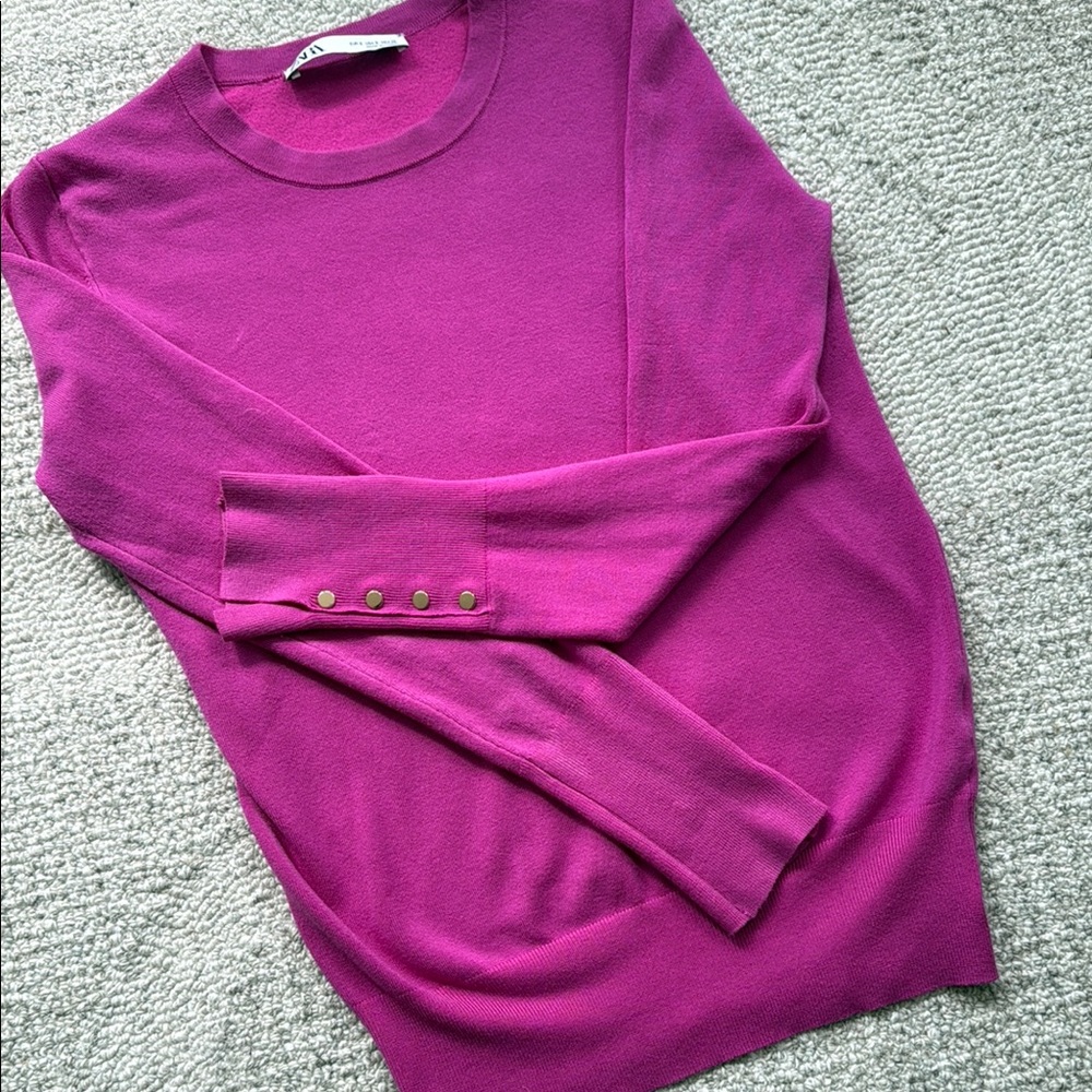 Zara Fuchsia Sweater with Button Detail